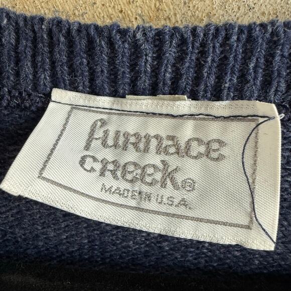 Vtg Sweater Mens M Blue V Neck Pullover Furnace Creek USA Made Grandpacore Prep - Picture 4 of 7